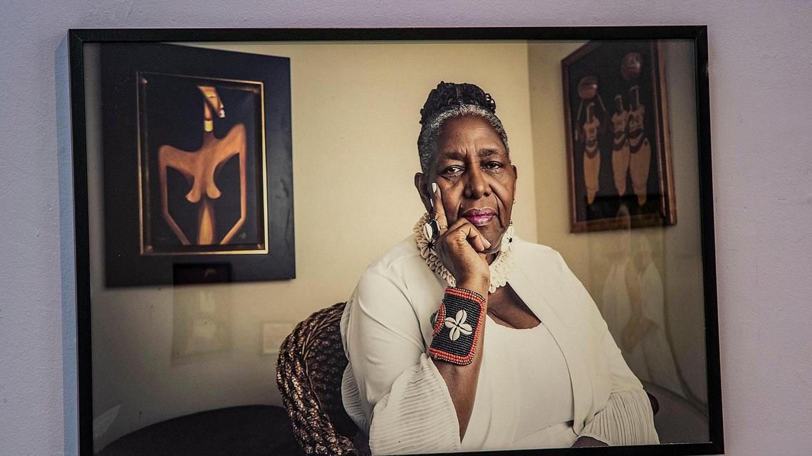 Portrait of Naomi Ruth Cobb by artist Vanessa Charlot, part of the exhibit “Give Them Their Flowers:” An Exhibit of Black LGBTQ+ Miami History.“