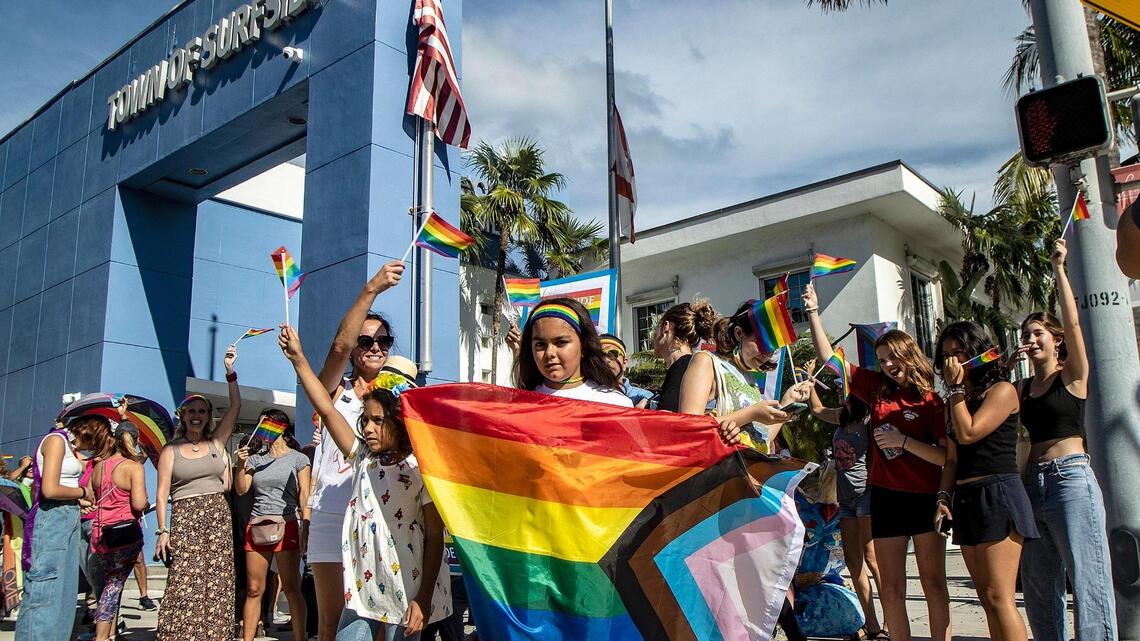 ‘Fly the flag.’ Protesters ask Surfside to raise LGBTQ Pride flag after town said no