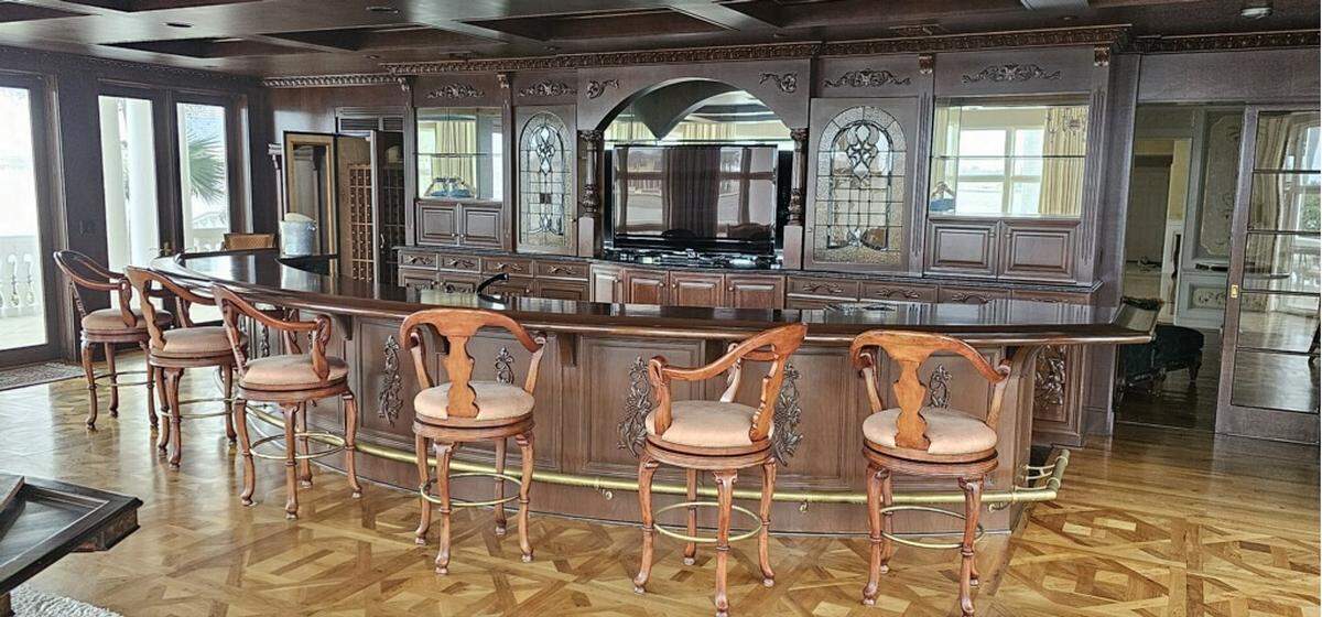 Kitchen and bars and countertops and cabinets from inside La Maison Blanche in Fort Lauderdale go up for auction on Dec. 23, 2023.