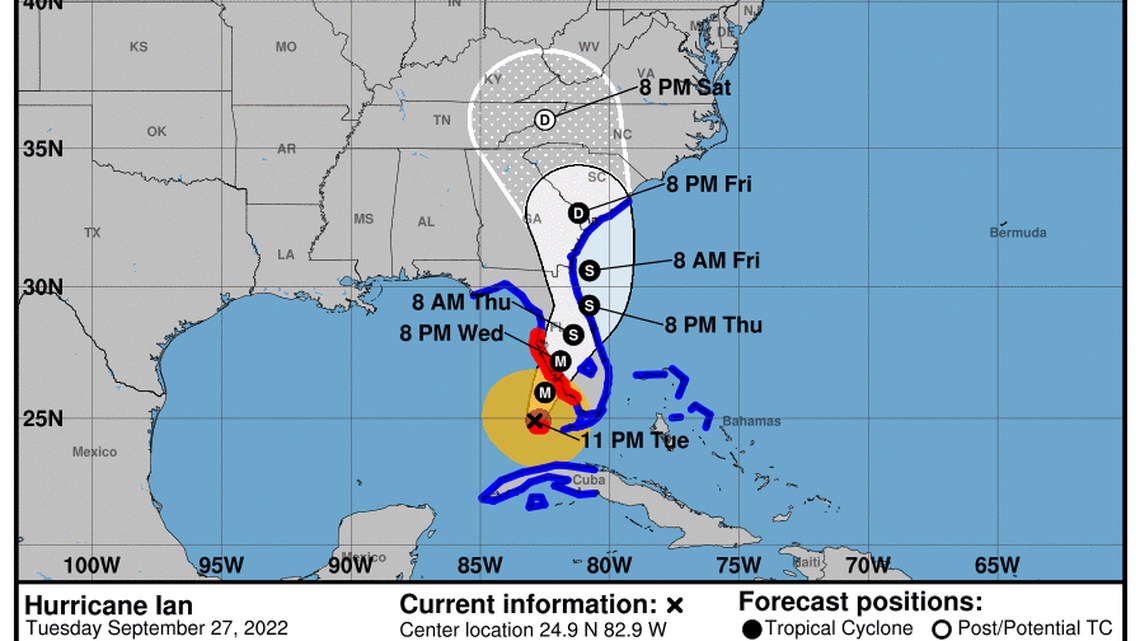 Hurricane Ian forecast to strike west Florida earlier and harder as track moves south