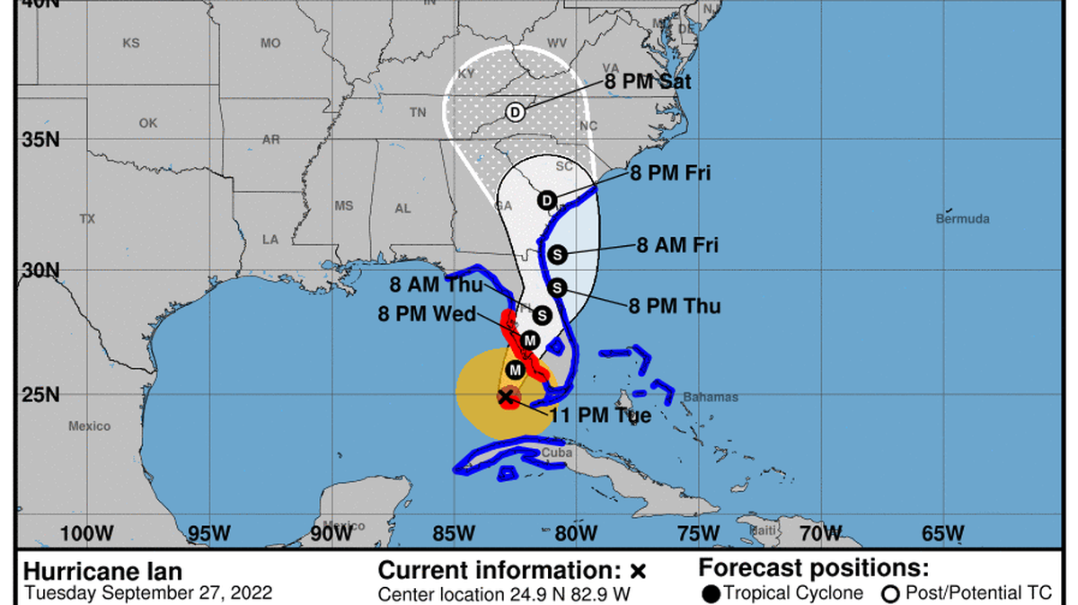 Hurricane Ian forecast to strike west Florida earlier and harder as track moves south