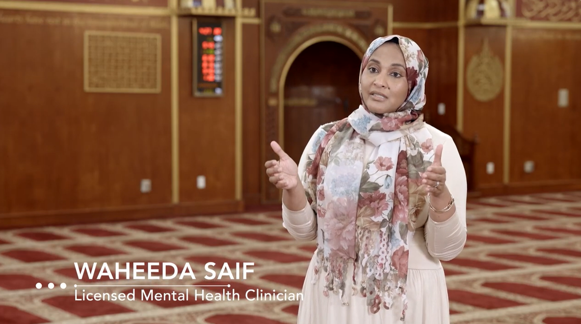 A screenshot of Waheeda Saif, a licensed mental health counselor and suicide prevention consultant for SoFlo Muslims, from a new documentary about mental health in the Muslim community.
