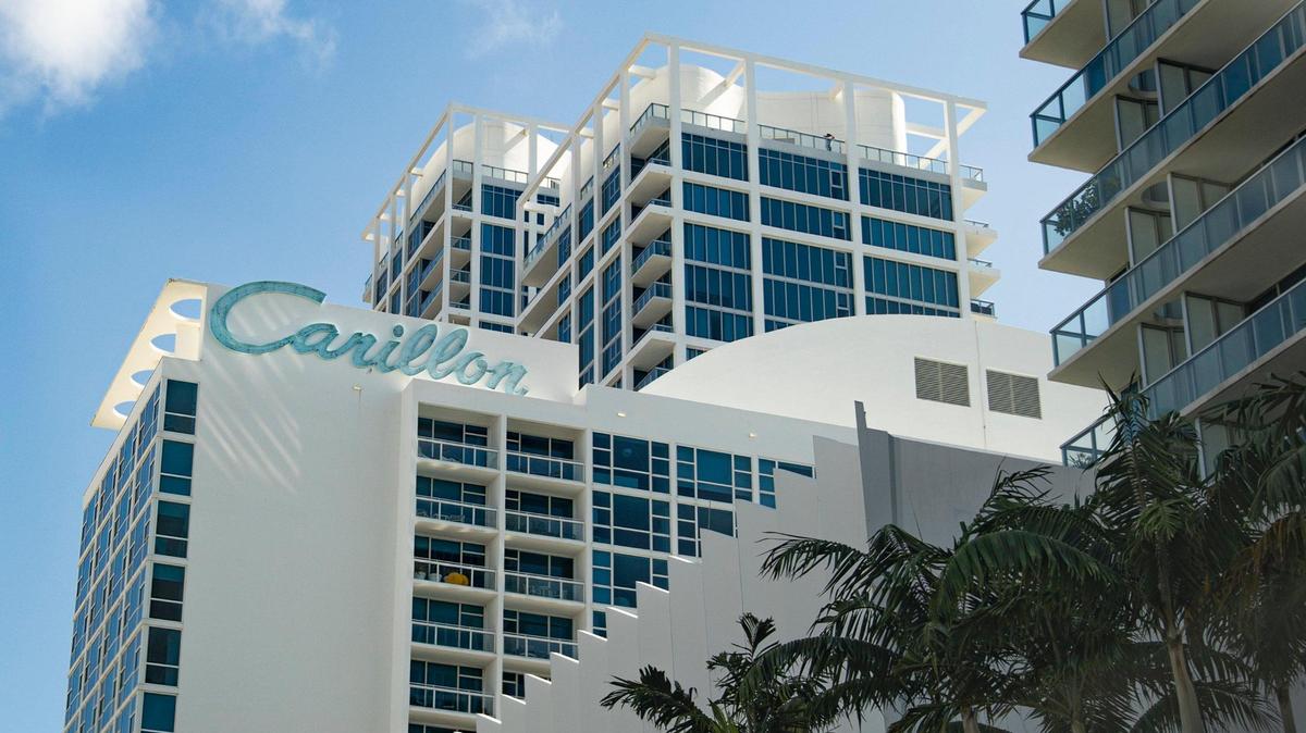 The Carillon Hotel is seen from Collins Avenue in Miami Beach, Florida, on Wednesday, July 13, 2022.
