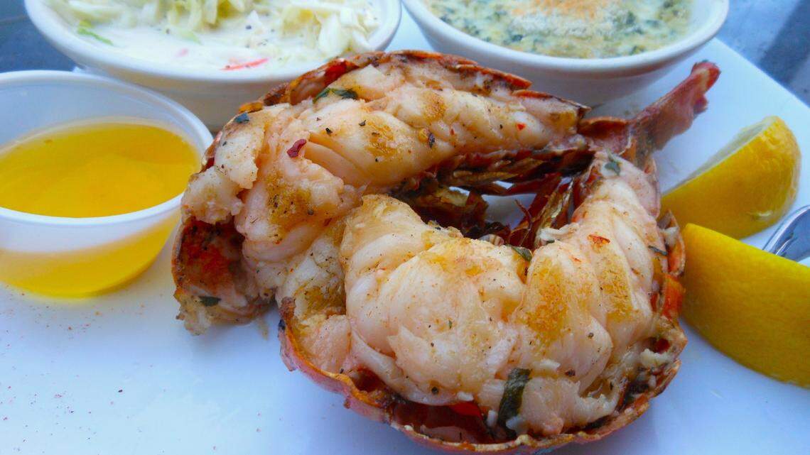 Grilled lobster tails at Black Point Grill