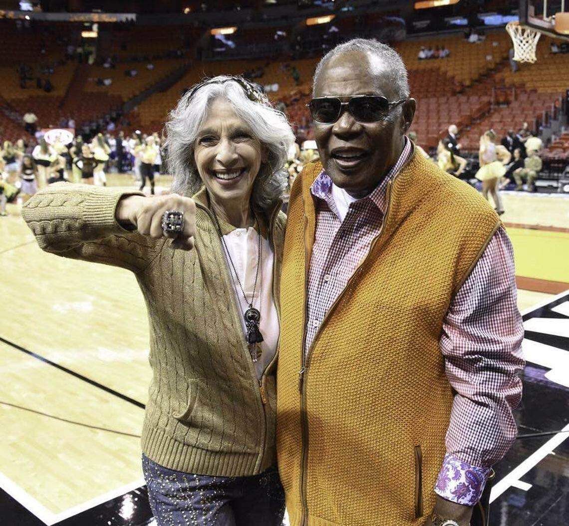 Joyce and Sam Moore at the FTX Arena (then AmericanAirlines Arena) at a Miami Heat game in recent years.