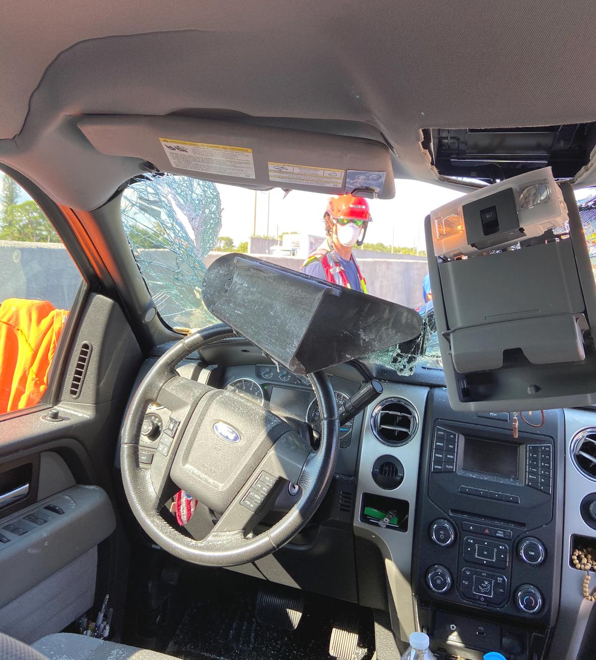 A view from inside the car