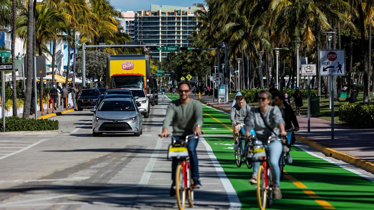 Ocean Drive in Miami Beach is pictured on Jan. 24, 2022.
