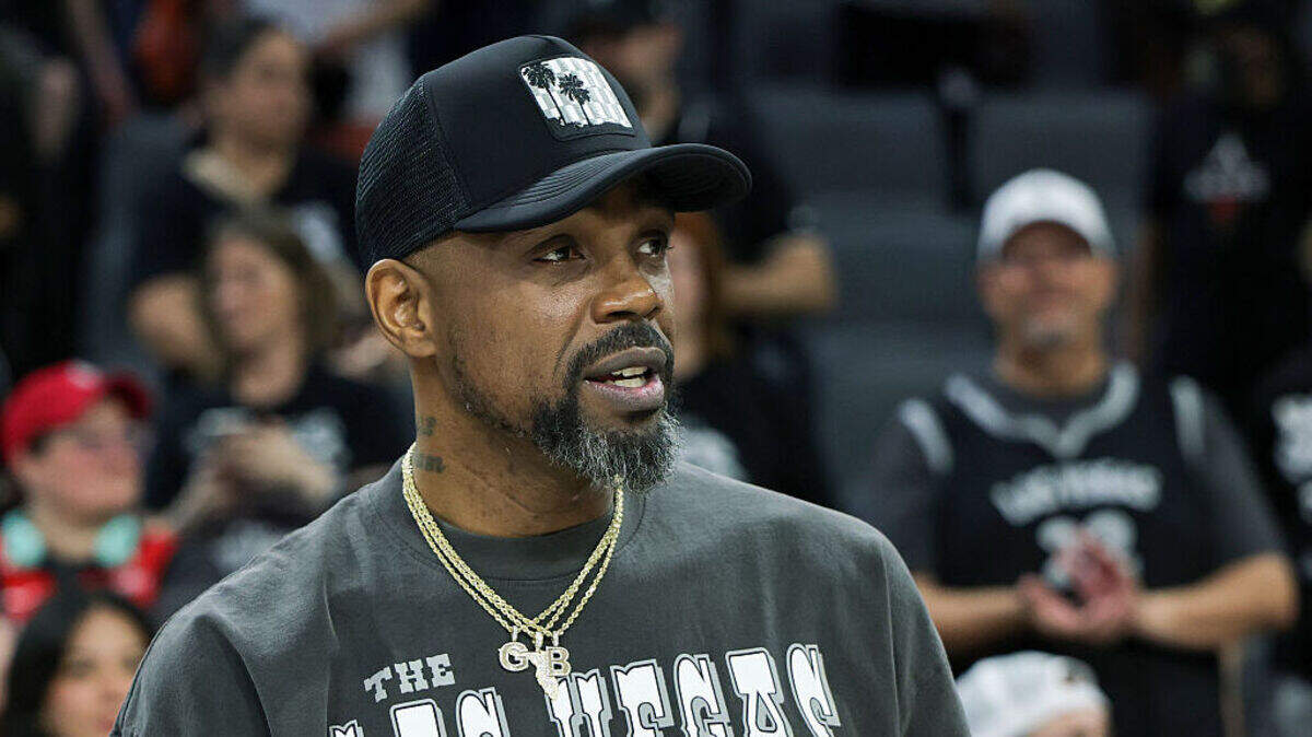Vice president of basketball development for the Miami Heat Udonis Haslem attends a game between the Atlanta Dream and the Las Vegas Aces at Michelob ULTRA Arena on August 19, 2025 in Las Vegas, Nevada