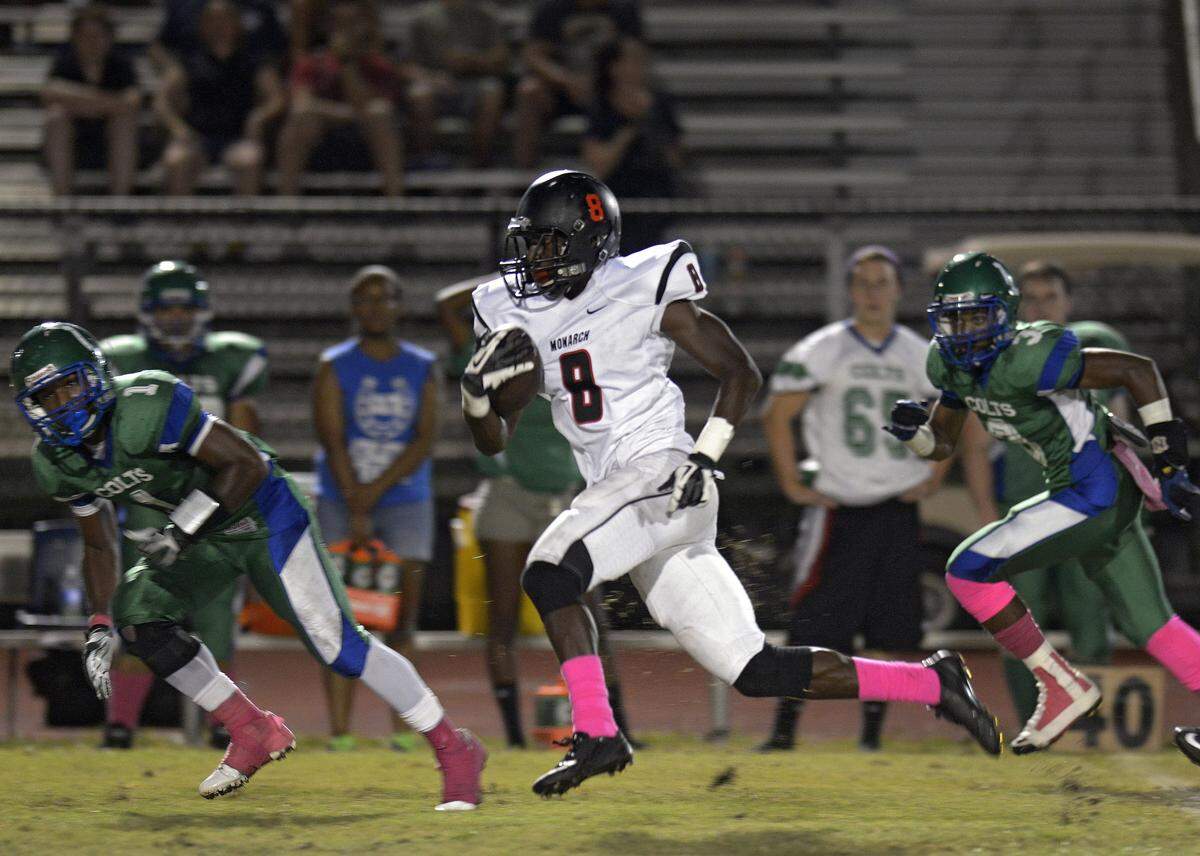 Calvin Ridley, a first-round pick in the 2018 NFL Draft served as a mentor to Jerry Jeudy when the two played together at Monarch in Coconut Creek.