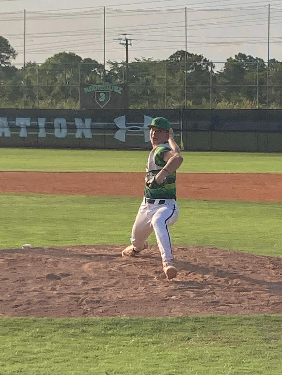 Westminster Christian pitcher Austin Weigandt pitches against Chaminade on Saturday afternoon in a 3-2 Warriors win in a Region 4-3A baseball semifinal at Westminster.