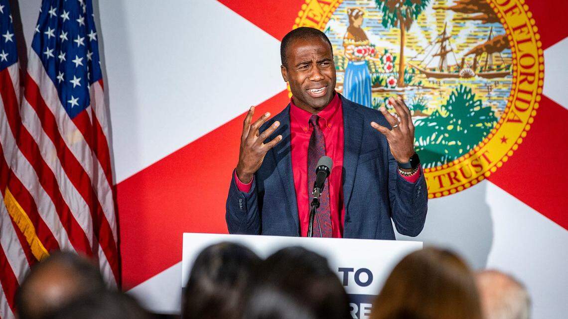 File photo of Joseph Ladapo, surgeon general of Florida, as he criticized COVID-19 lockdown orders during a visit with Gov. Ron DeSantis at the Fire restaurant in Winter Haven on March 16.