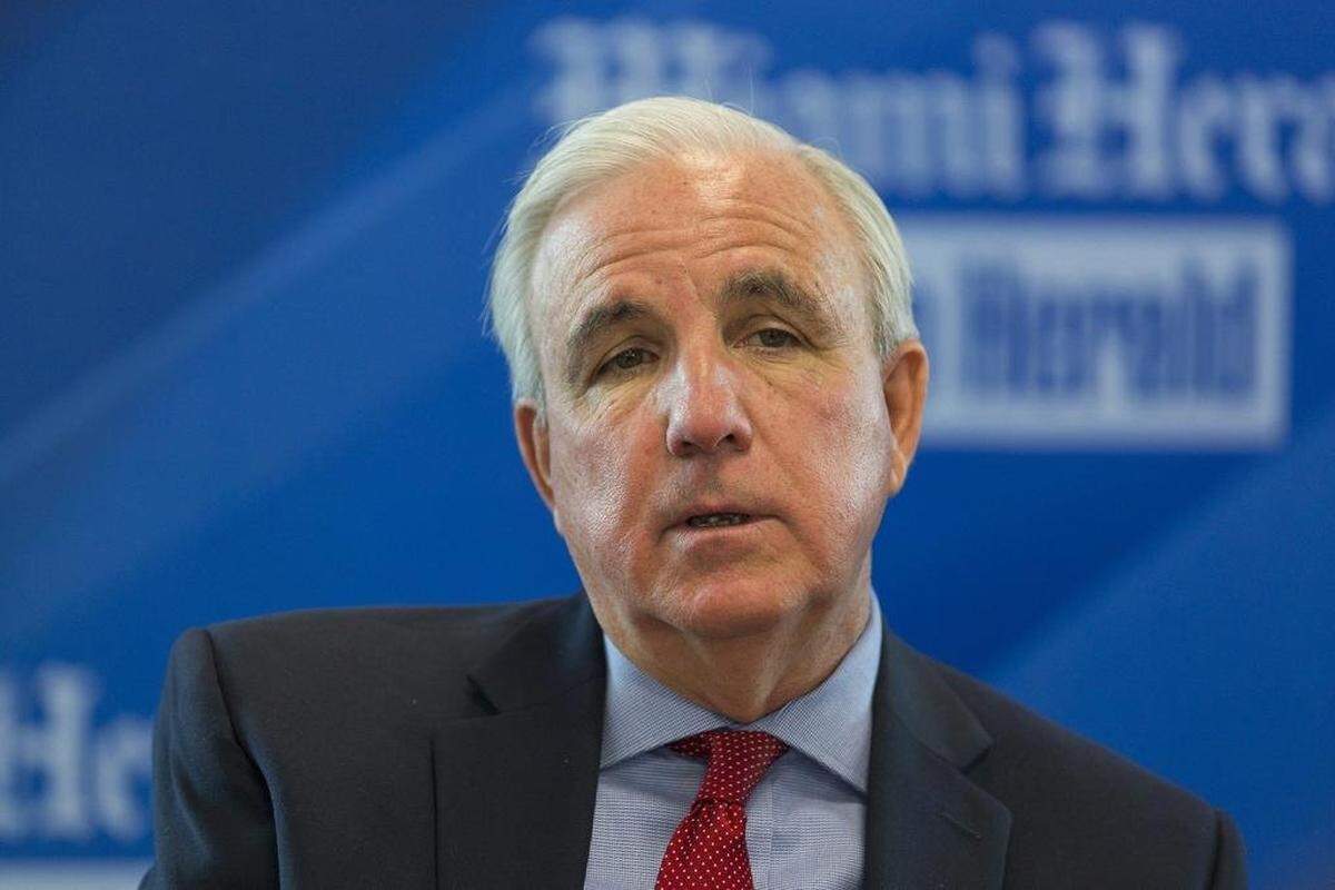 Miami-Dade County Mayor Carlos Gimenez, pictured here in a meeting with the Miami Herald’s editorial board on Jan. 26, 2018. In a September release from rideshare company Lyft, he said the county is excited to participate with Lyft in a Ditch Your Car challenge that will offer public transportation incentives on Oct. 8-Nov. 6, 2018.