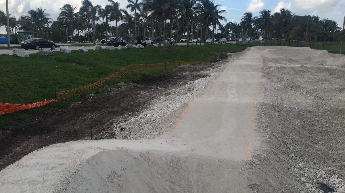 Construction is underway at a new skate park and pump track at Haulover Park, located at 10800 Collins Avenue.