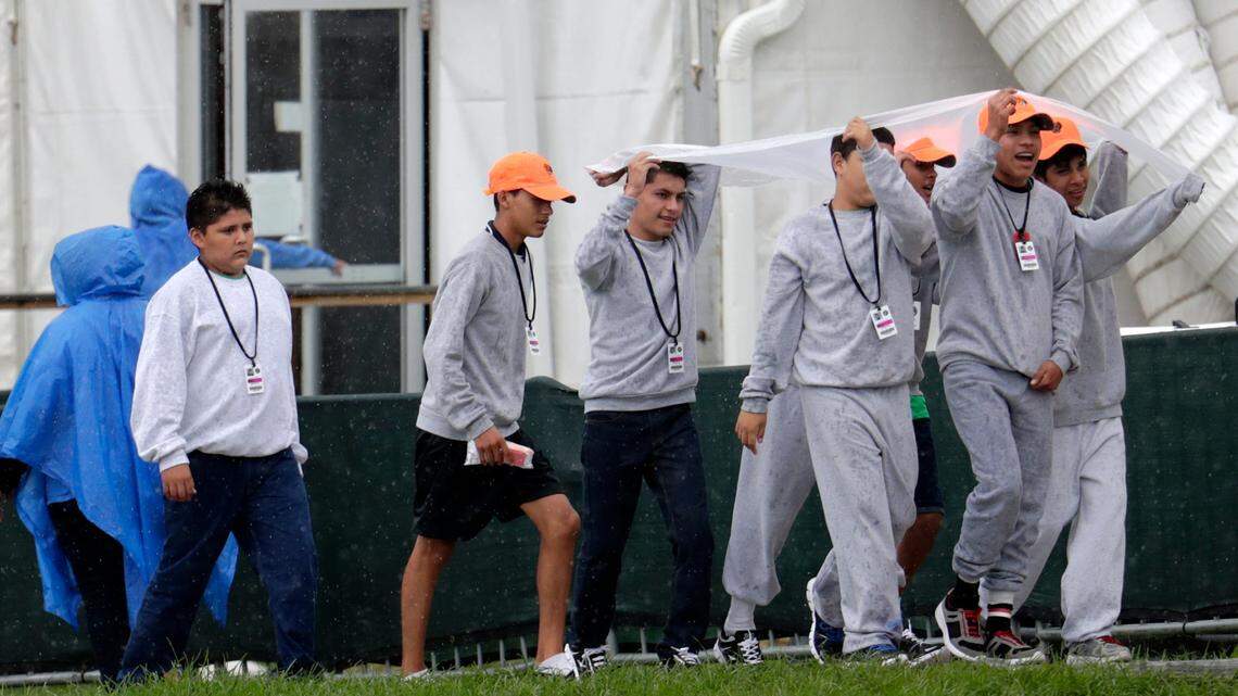 In June, migrant children walked on the grounds of the Homestead shelter for unaccompanied minors. All of the children in the facility have since been relocated.