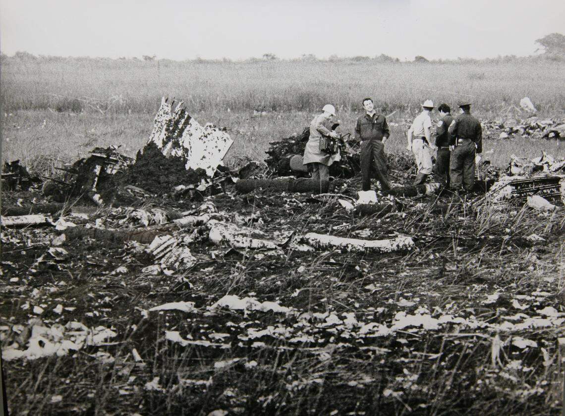Please credit the Historical Museum of Southern Florida. Copied 10/19/07 by EMILY HARRIS/ FOR THE MIAMI HERALD -- Photo of the crash site of Eastern Airlines Flight 401 into the Florida Everglades on Dec. 29, 1972.
