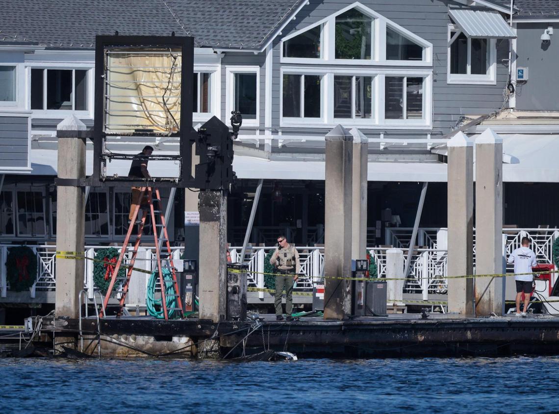 The FWC investigation of the explosion that left one person and five others injured continues at the Lauderdale Marina on Tuesday, December 24, 2024, after 911 callers reported that a boat was engulfed in flames in Fort Lauderdale, Florida.