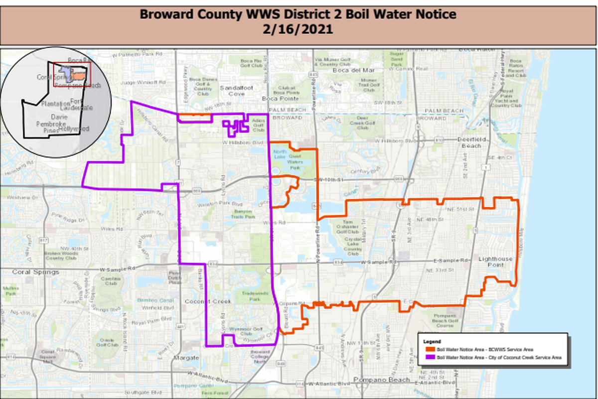 Parts of Northeast Broward remained under a precautionary boil water order Wednesday after lightning struck one of the county’s water treatment plants Tuesday night.