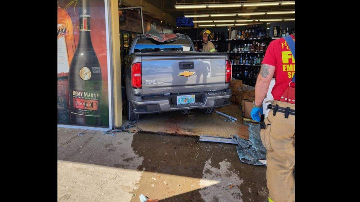 The Hernando County Sheriff’s Office said a driver was injured after a pickup truck crashed into a liquor store in Spring Hill Tuesday