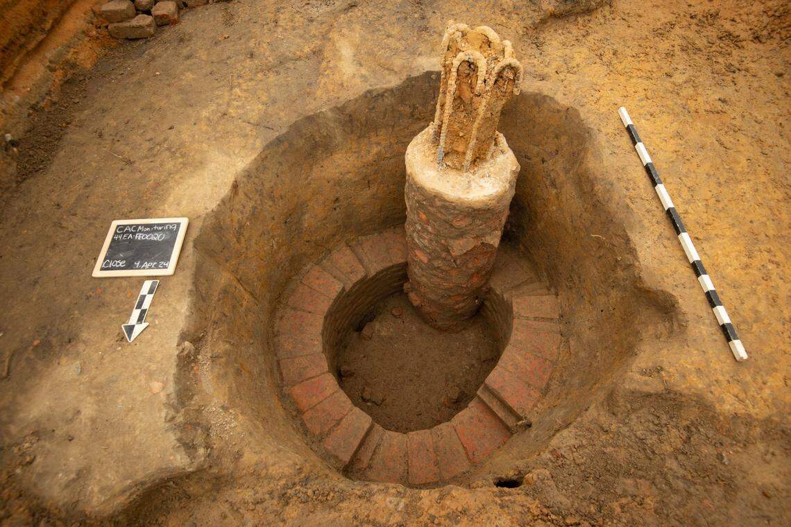 A well was discovered about 40 feet from the 17th-century building foundation, which was hidden under an old 1960s parking lot.