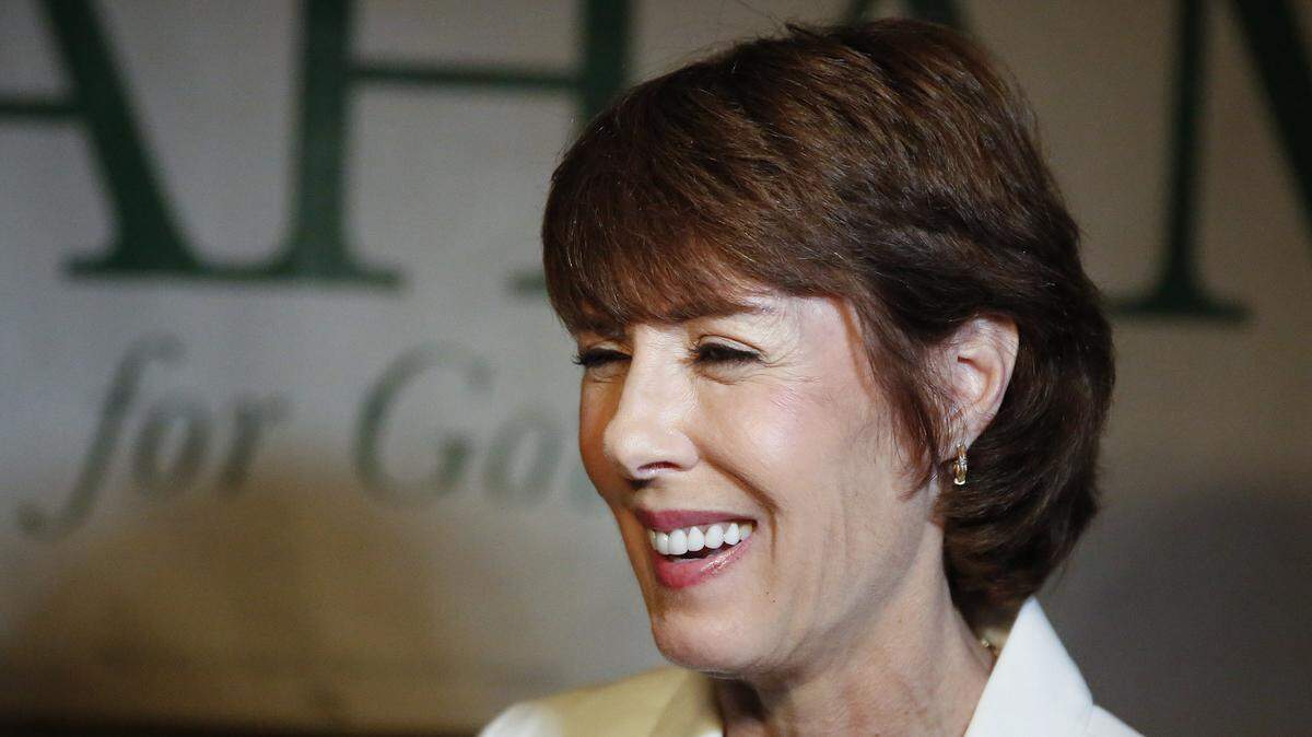 Democratic gubernatorial candidate Gwen Graham speaks to the media after a debate ahead of the Democratic primary for governor on Thursday, Aug. 2, 2018, in Palm Beach Gardens.