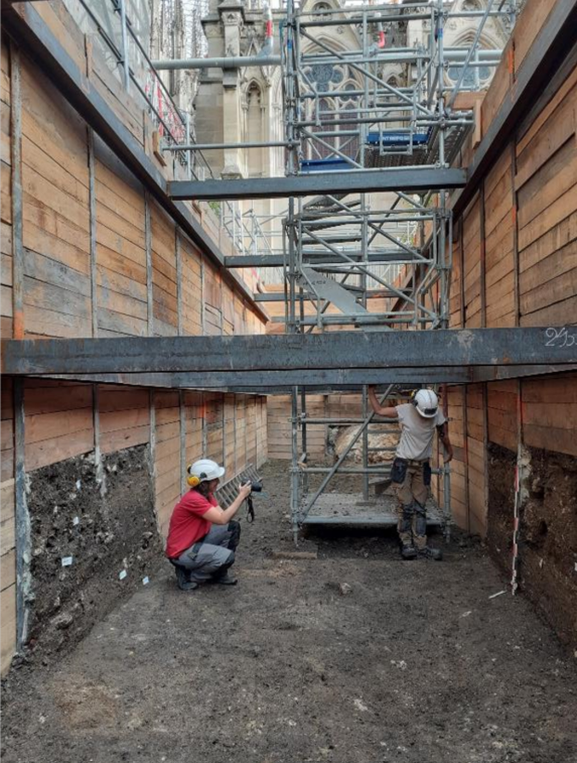 Excavations inside the cathedral exposed structures built on the ground before the construction of Notre Dame, officials said.