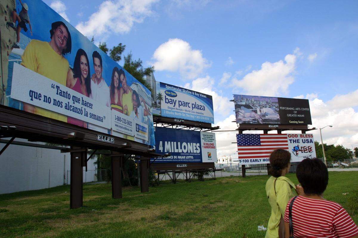 In 2001, a cluster of billboards in Miami.