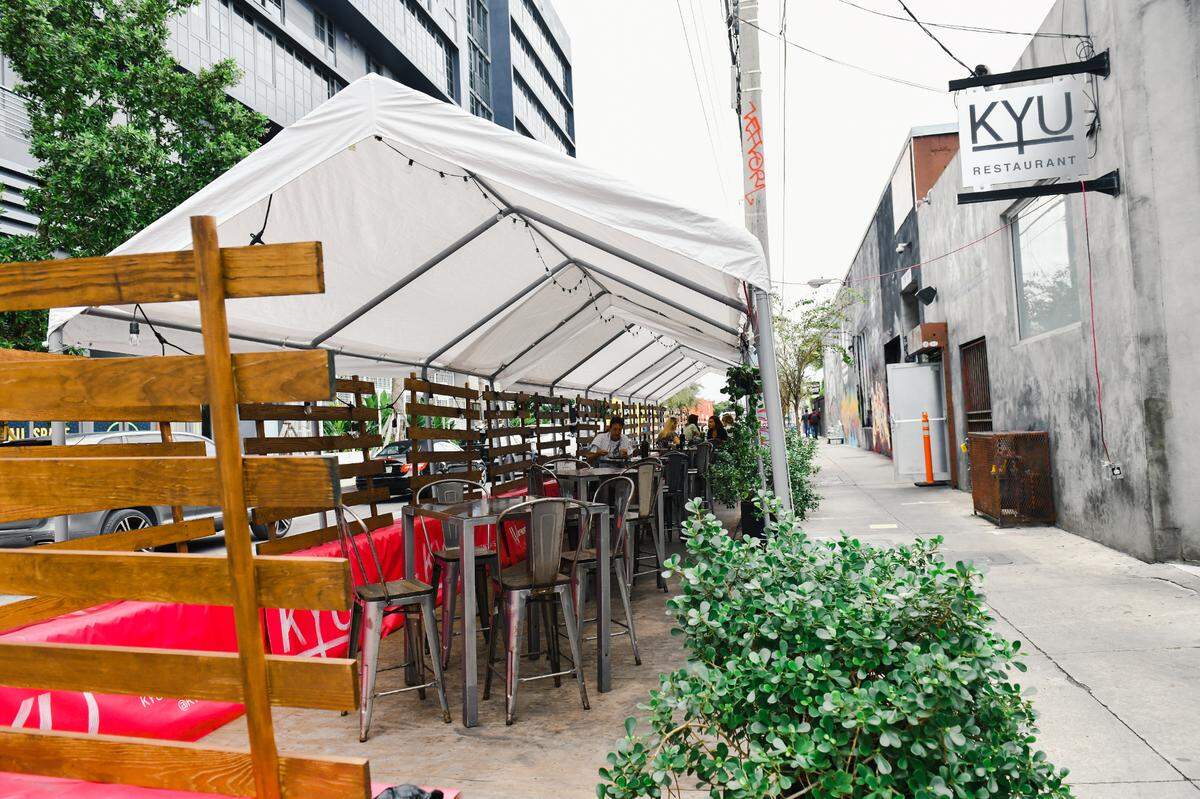 The outdoor dining section at Kyu, the Asian barbecue restaurant in Wynwood that has been bought by a U.K. family.
