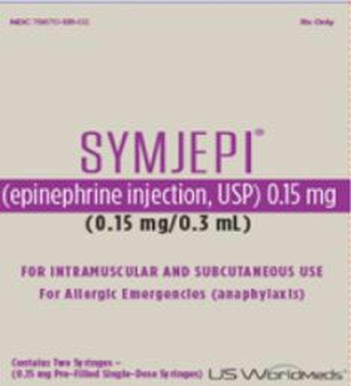 The label for SYMJEPI (epinephrine) Injection, 0.15 mg/0.15 ml strength