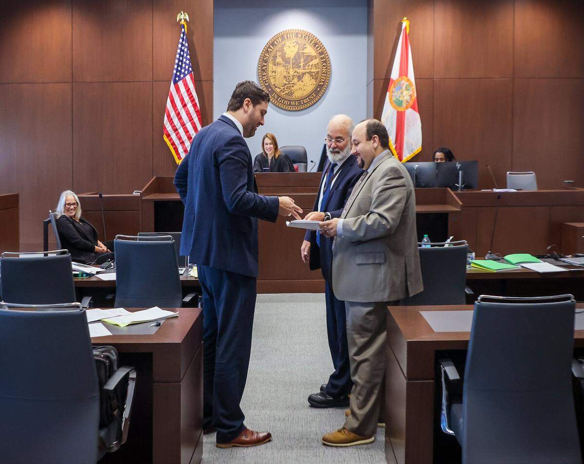 As part of Miami-Dade County's Art in Public Places initiative, the Osvaldo N. Soto Justice Center features 14 large-scale commissions and artworks from 25 local and South Florida artists. Lawyers appear in the new courtroom at the new courthouse on Wednesday, January 14, 2026.