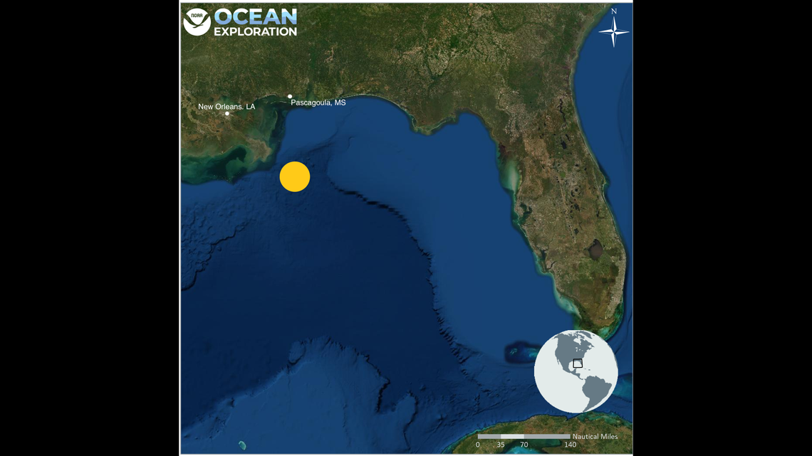 The whaling ship Industry went down in a storm in 1836 and was found in February 3,000 feet down on the Gulf of Mexico.