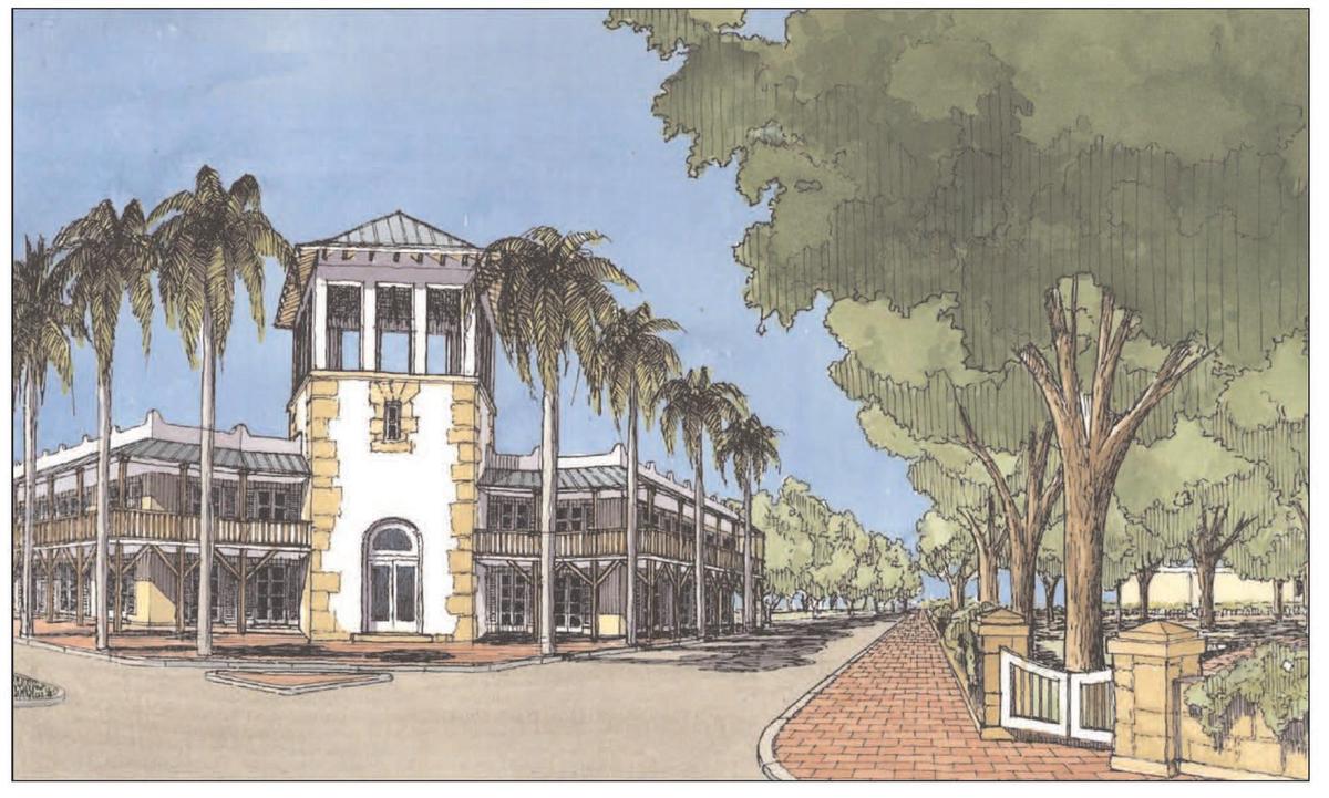 A 2002 rendering of the Bahamian Village envisioned a mixed-use project containing affordable housing and local retail at the northeast corner of Grand Avenue and U.S. 1. Nineteen years later, a Wawa convenience store and gas station is under construction on the site, across the street from Carver Elementary School.
