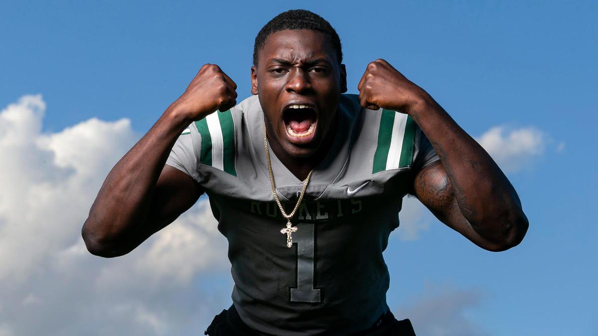 Dade Small School Football Co-Defensive Player of the Year Wesley Bissainthe, from Central High School, is photographed at A.D. Barnes Park in Miami, Florida on Thursday, January 13, 2022.