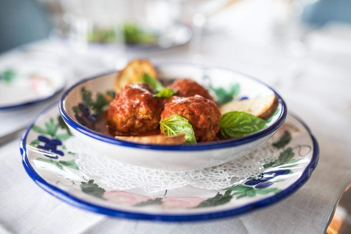 Polpettine with tomato sauce at Bellini Restaurant and Bar in Mr. C hotel in Coconut Grove.