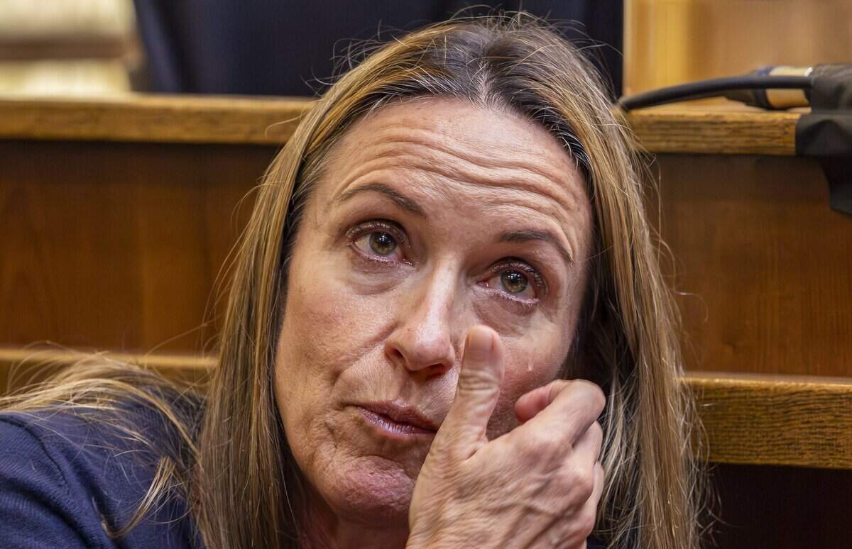 Cecilia Pino reacts as she testifies during the George Pino trial at the Richard E. Gerstein Justice Building on Tuesday, June 16, 2026, in Miami, Fla. Pino is charged in connection to the boat crash that killed 17-year-old Lucy Fernandez in 2022.