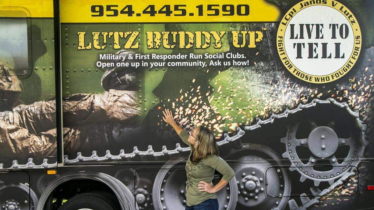 Janine Lutz, of Davie, created the nonprofit Live to Tell Foundation in 2019 to help troubled veterans and their families. Her son Janos Lutz, who suffered from PTSD, committed suicide in May 2022.