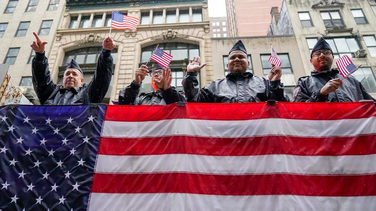 Participants march up Fifth Avenue during the Veterans Day Parade, Friday, Nov. 11, 2022, in New York. (AP Photo/Mary Altaffer)