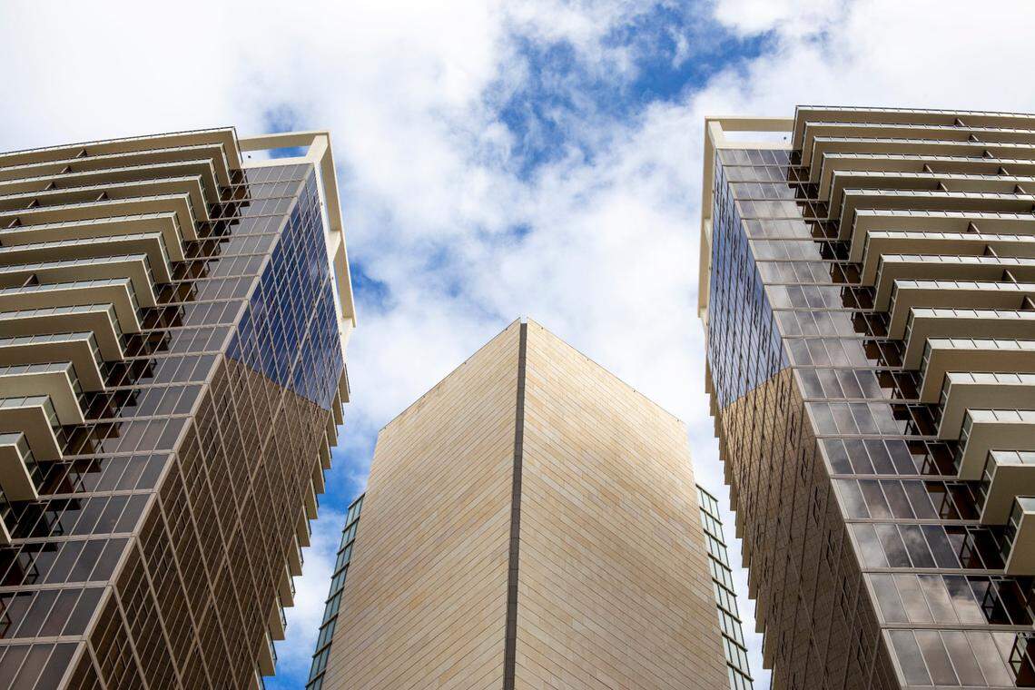 Exterior shot from Collins Avenue of the St. Regis Bal Harbour Resort, in Bal Harbour, Florida, Tuesday, November 21, 2020.