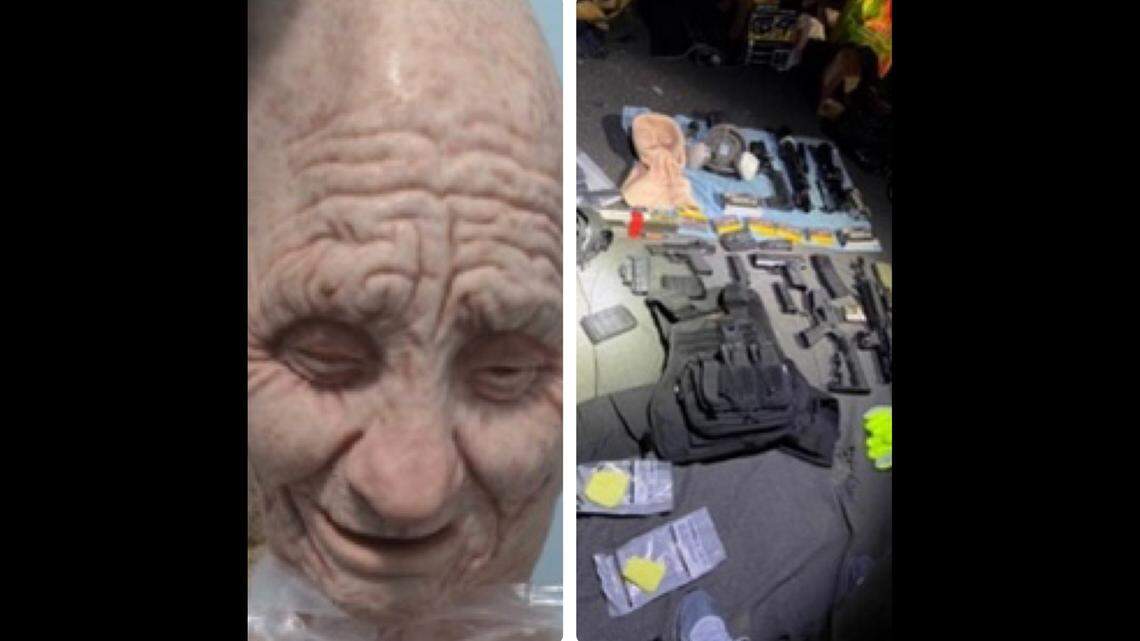 A man facing a murder-for-hire charge was arrested by the FBI in New York and caught with a latex mask, guns, ammo and more, authorities say.