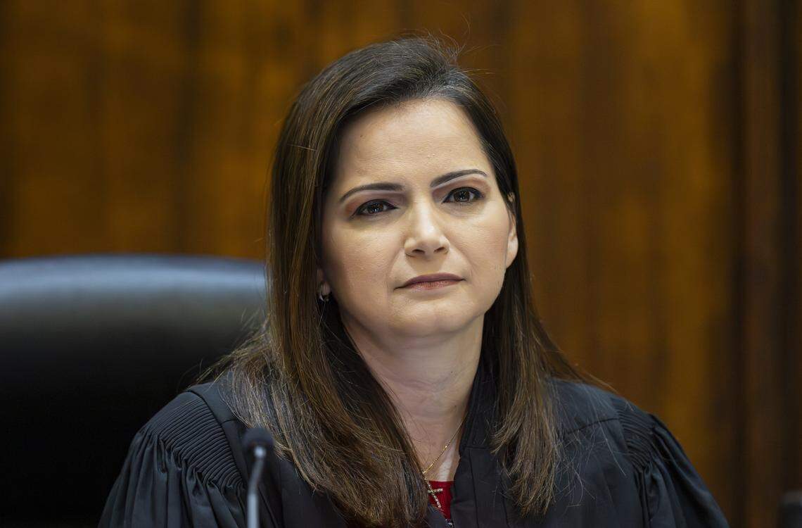 Judge Lody Jean listens as Daisy Link, not pictured, appears in a hearing for a new trial at the Richard E. Gerstein Justice Building on Friday, Feb. 6, 2026, in Miami, Fla. 