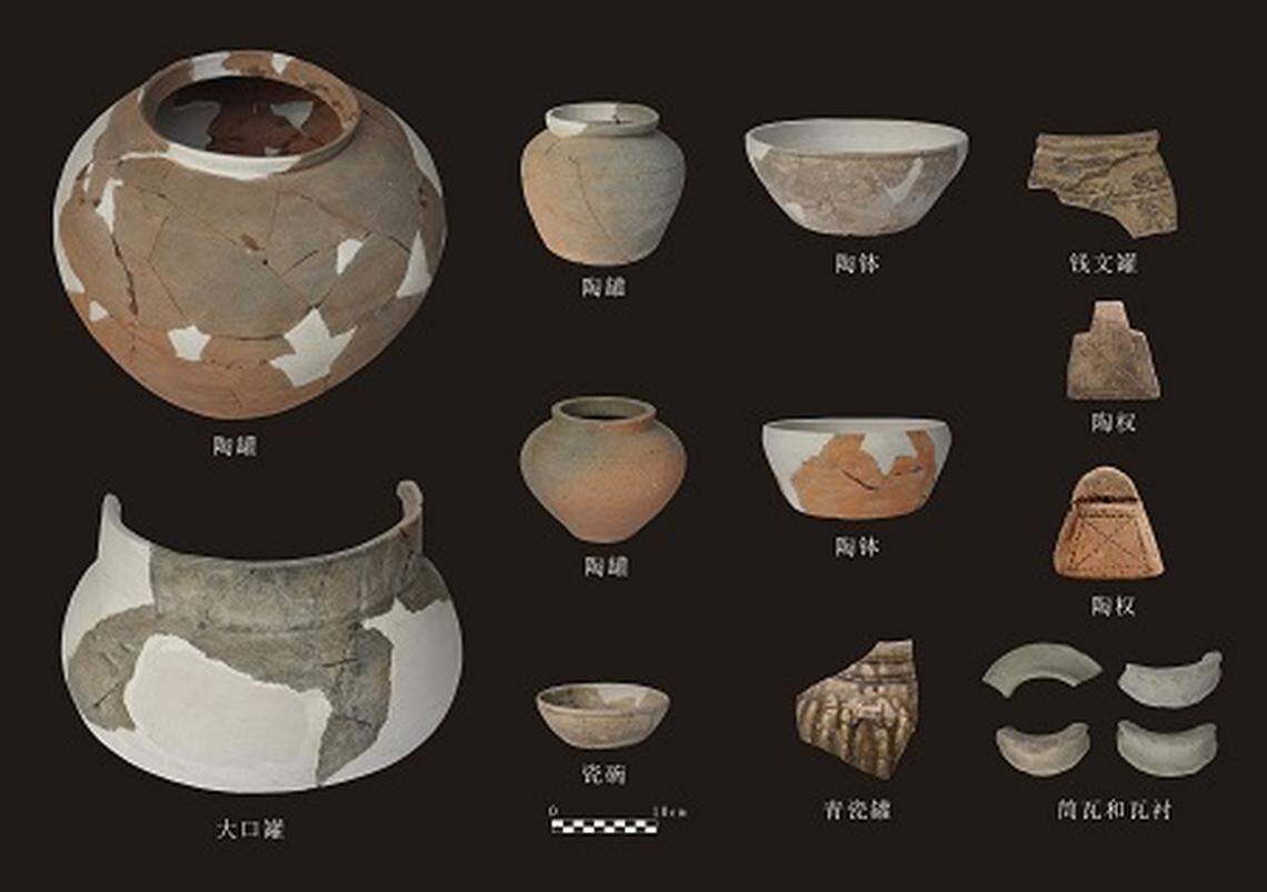 Pottery artifacts found at the site.