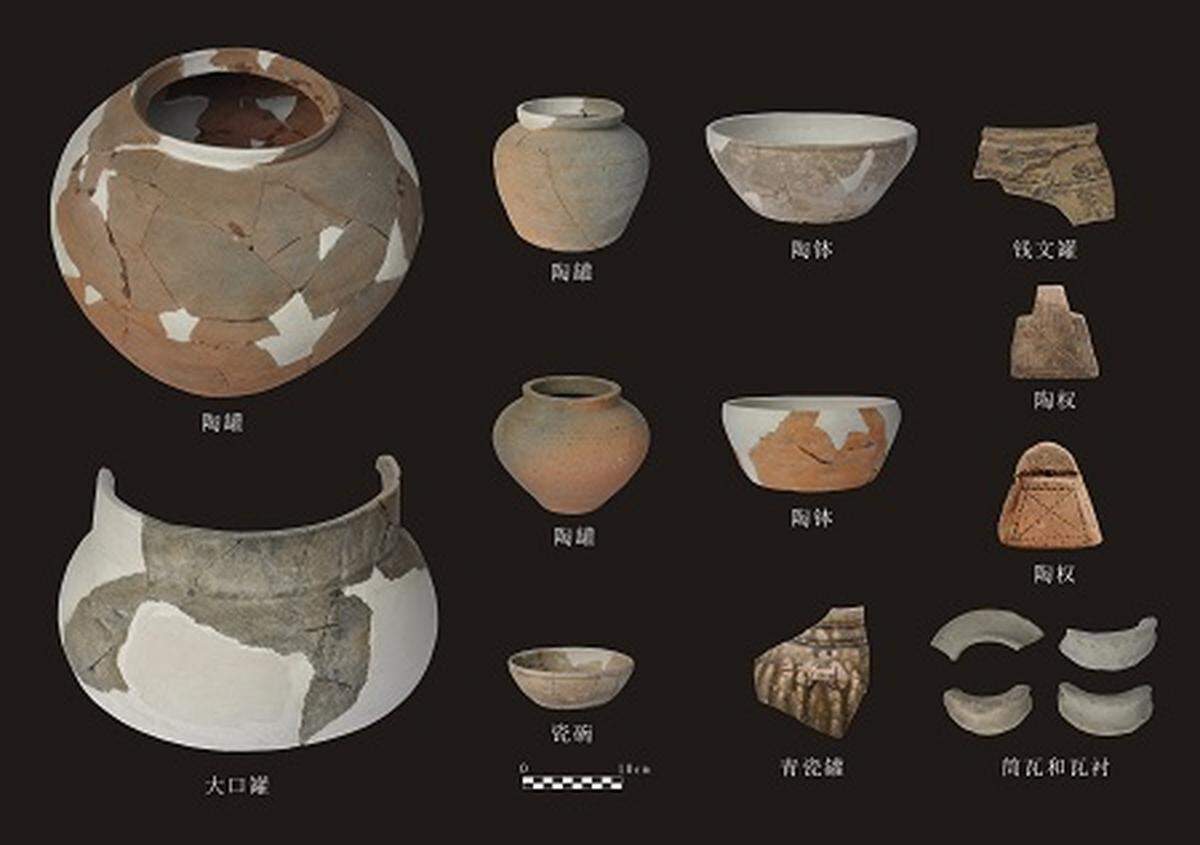 Pottery artifacts found at the site.