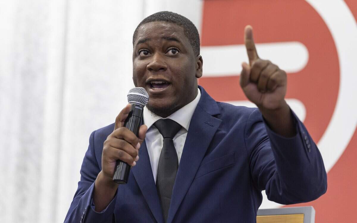 Elijah Manley speaks during a debate ahead of the Democratic primary for U.S. House Florida District 20 at the Urban League of Broward County on Wednesday, June 17, 2026, in Fort Lauderdale, Fla.
