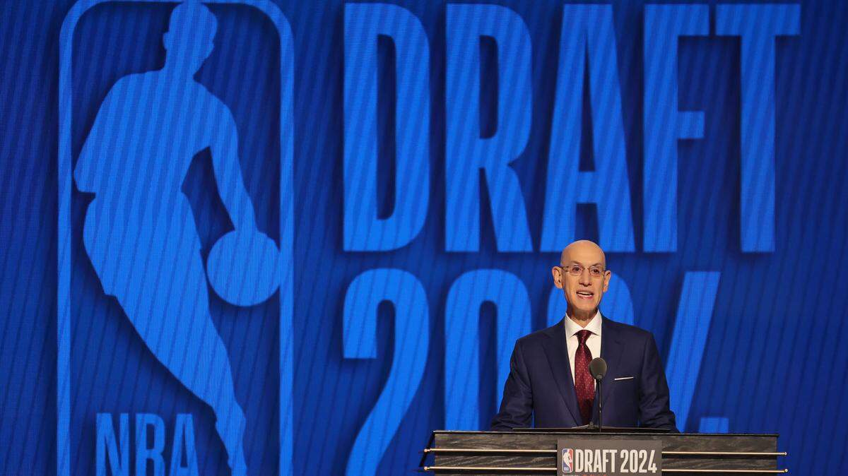 NBA commissioner Adam Silver speaks before the first round of the 2024 NBA Draft at Barclays Center.