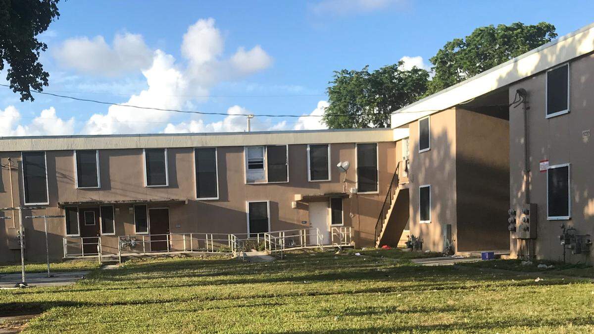 A view from the courtyard of the Annie Coleman 14 public-housing complex, which Miami-Dade County is closing, citing high crime and building failings.