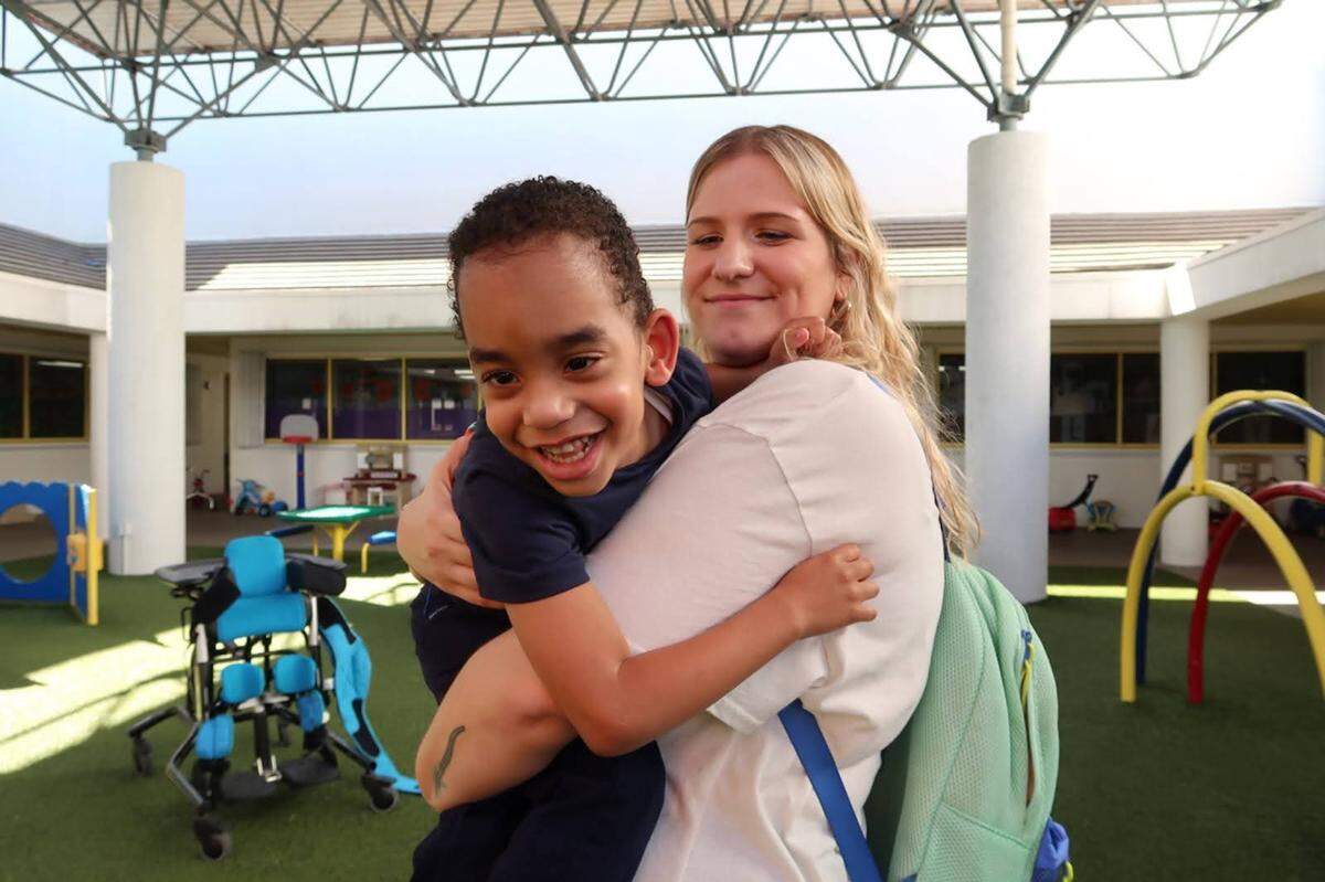 Jayce Locklear at Arc Broward with his teacher, Daley Gosset.