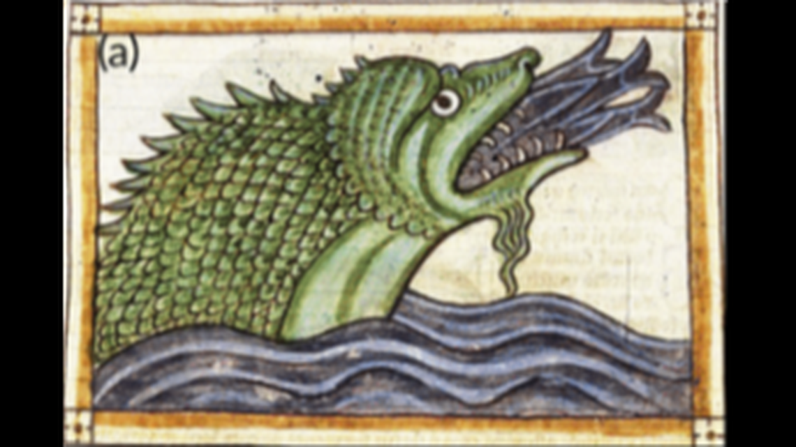 The attributes of the “hafgufa” are also similar to an even older legend of the “aspidochelone,” a which is depicted in medieval manuscripts dating to the 13th Century.