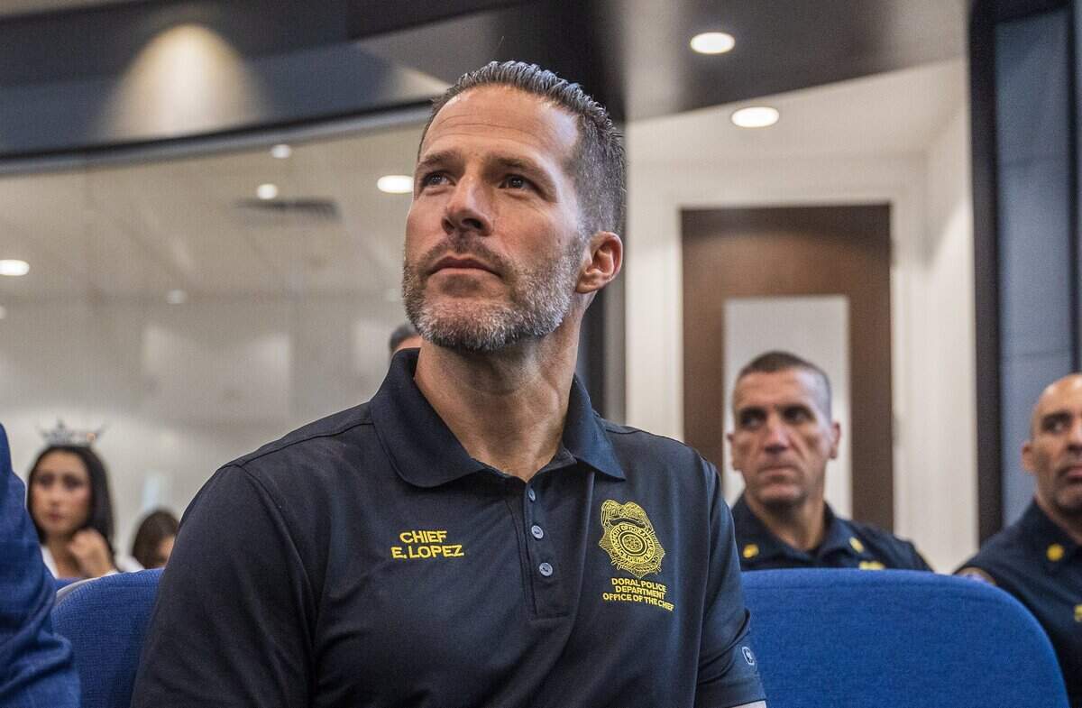 Current City of Doral Police Chief Edwin Lopez attended his last City of Doral council meeting before his departure as the new Police Chief Matthew Castillo as the City Council approved the Chief Castillo's employment agreement at City hall, on Wednesday June 10, 2026.