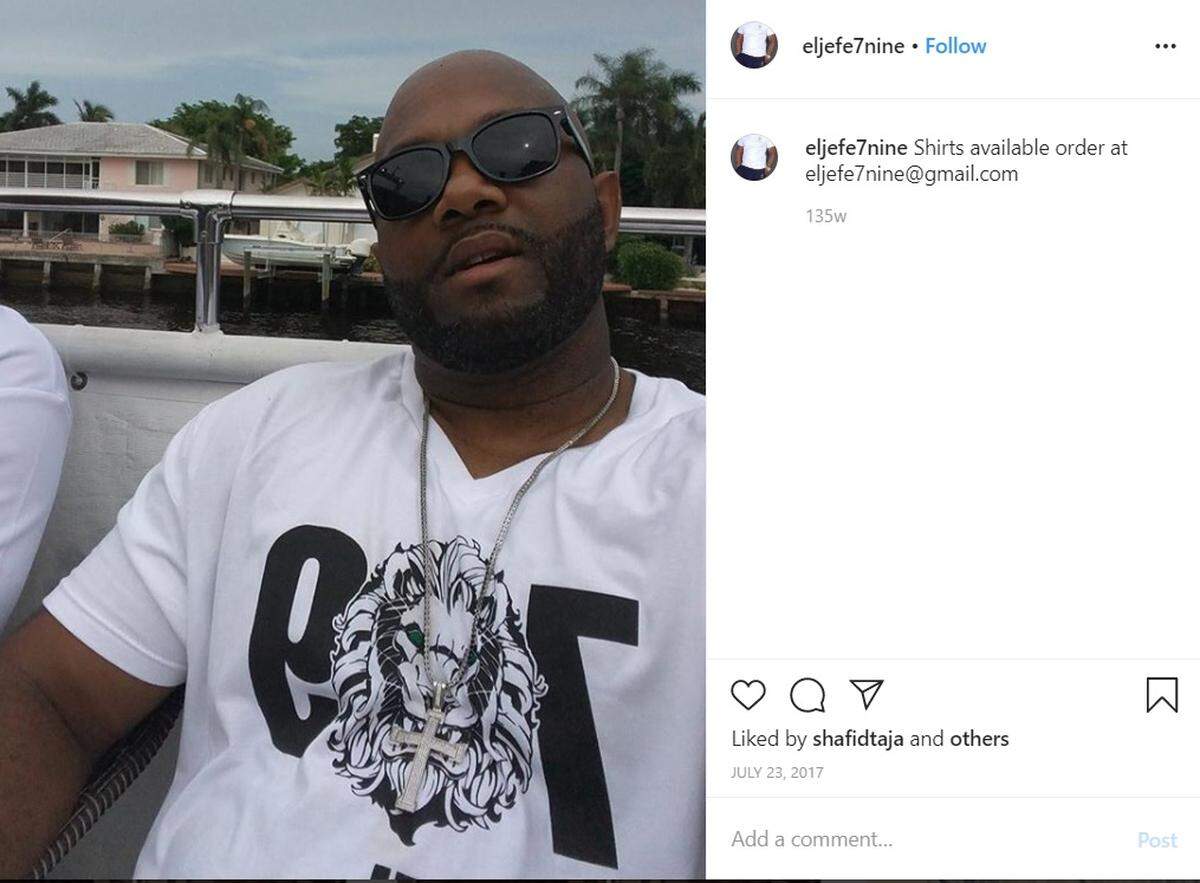 A photo appearing on the Instagram page belonging to the clothing line El Jefe 7NINE, run by North Miami parks director Derrick Corker.