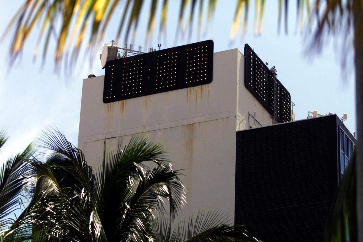 The iconic clock atop a Lincoln Road bank building.