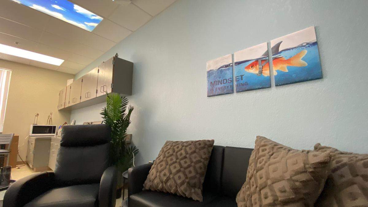 Poinciana Elementary’s Wellness Room includes massage recliners and decor meant to help teachers relax.